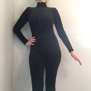 Vintage one piece black velvet catsuit